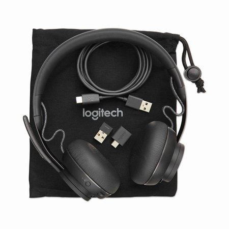 LOGITECH Zone Wireless Plus-UC Binaural Over-the-Head Headset, Black 981000918